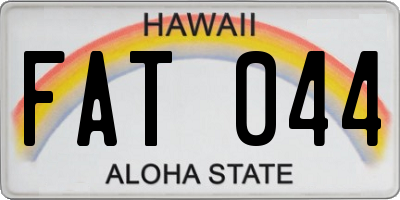 HI license plate FAT044
