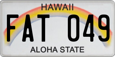 HI license plate FAT049