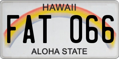 HI license plate FAT066