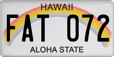 HI license plate FAT072