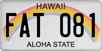 HI license plate FAT081