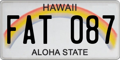 HI license plate FAT087