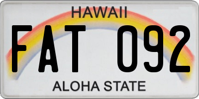 HI license plate FAT092