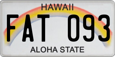 HI license plate FAT093