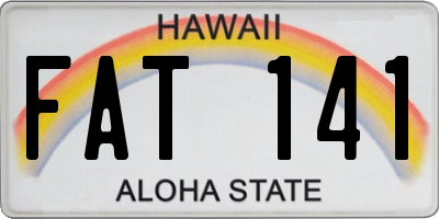 HI license plate FAT141