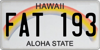 HI license plate FAT193