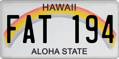 HI license plate FAT194