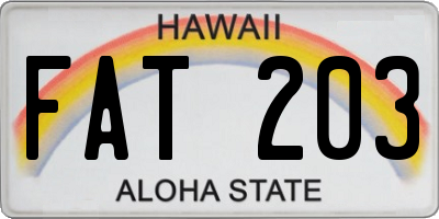 HI license plate FAT203