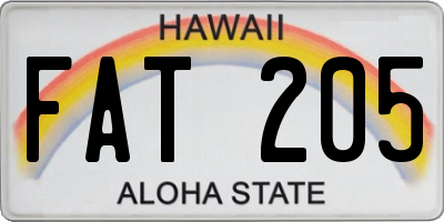HI license plate FAT205