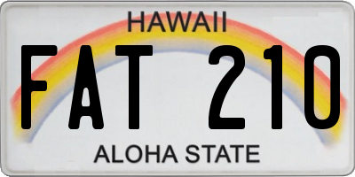 HI license plate FAT210
