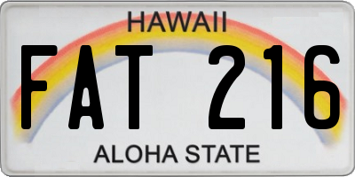 HI license plate FAT216