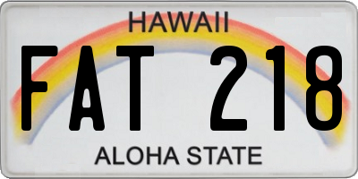 HI license plate FAT218