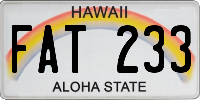 HI license plate FAT233