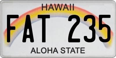 HI license plate FAT235