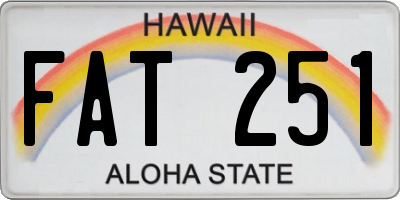 HI license plate FAT251