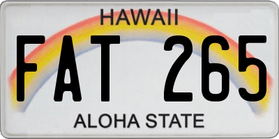 HI license plate FAT265