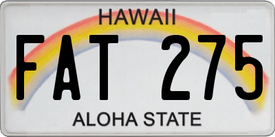 HI license plate FAT275