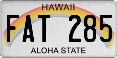 HI license plate FAT285