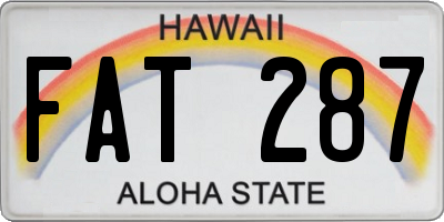 HI license plate FAT287