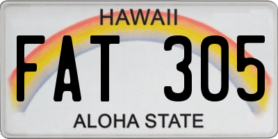HI license plate FAT305