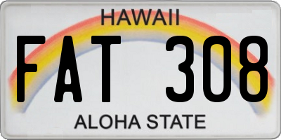 HI license plate FAT308