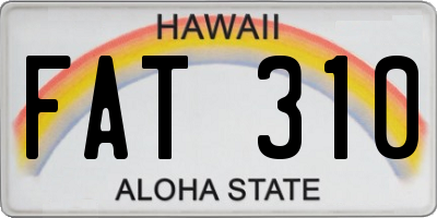 HI license plate FAT310