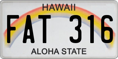 HI license plate FAT316
