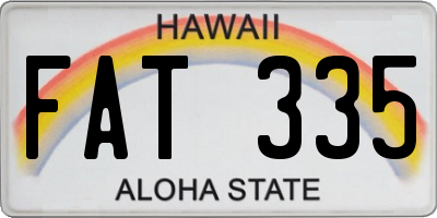 HI license plate FAT335