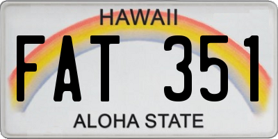 HI license plate FAT351