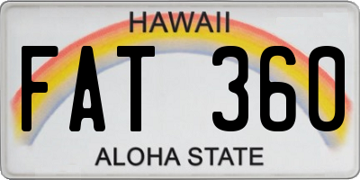 HI license plate FAT360
