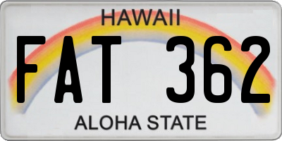 HI license plate FAT362