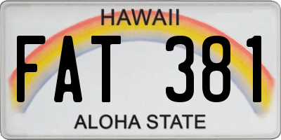 HI license plate FAT381