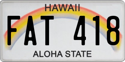 HI license plate FAT418