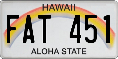HI license plate FAT451