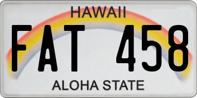 HI license plate FAT458