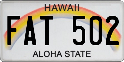 HI license plate FAT502