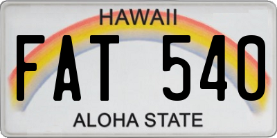 HI license plate FAT540