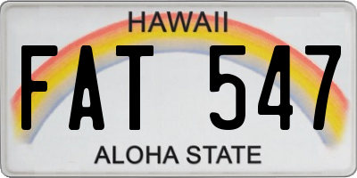HI license plate FAT547