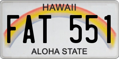 HI license plate FAT551