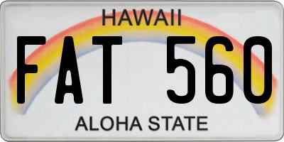 HI license plate FAT560