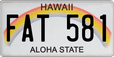 HI license plate FAT581