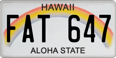 HI license plate FAT647