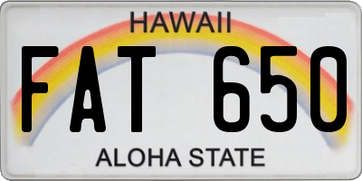 HI license plate FAT650