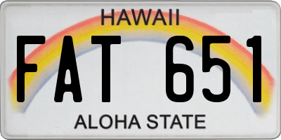 HI license plate FAT651