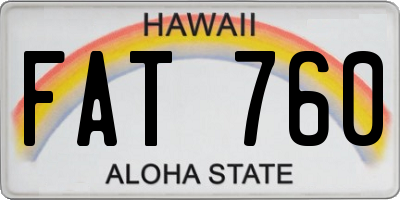 HI license plate FAT760