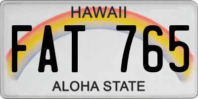 HI license plate FAT765