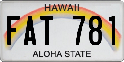 HI license plate FAT781