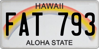 HI license plate FAT793
