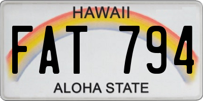 HI license plate FAT794