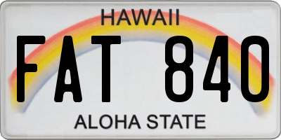 HI license plate FAT840